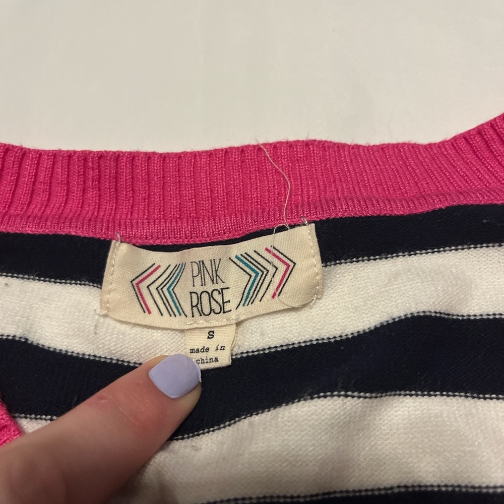 Pink Rose Striped Sweater with Pink Accents - Picture 5 of 8